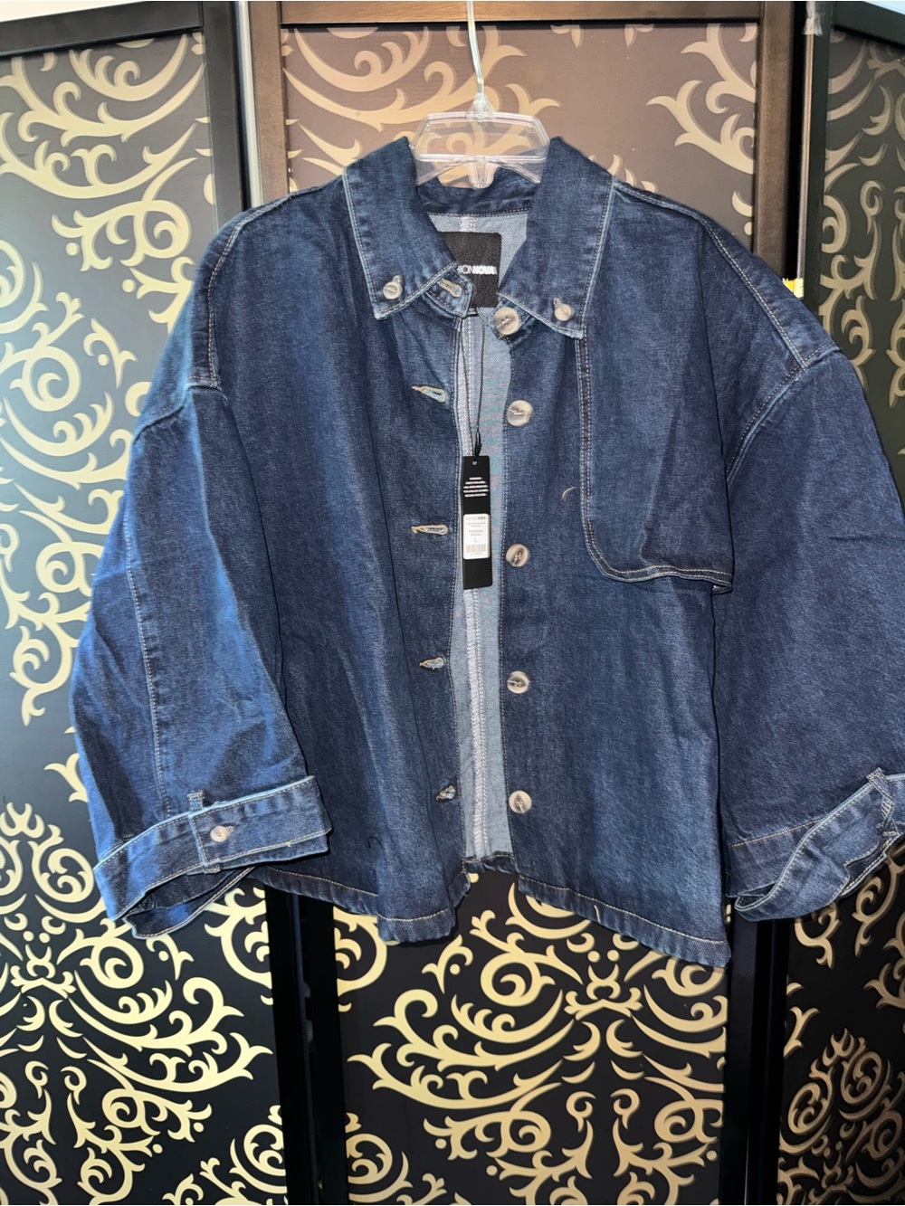 Fashion Nova Dark Blue Oversized Denim Jacket